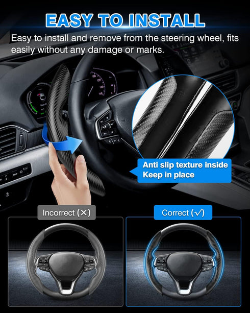 Honda Accord Steering Wheel Cover 2018-2022 Men Women Non-Slip Car Steer Wheel Cover for Honda Accord Carbon Fiber Accessories Steering Protector ...