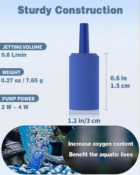 Pawfly Aquarium Air Stone 1 Inch Cylinder, Fish Tank Air Bubble Diffuser Airstone for Nano Air Pumps Small Buckets and Fish Tanks, 12 Pack...
