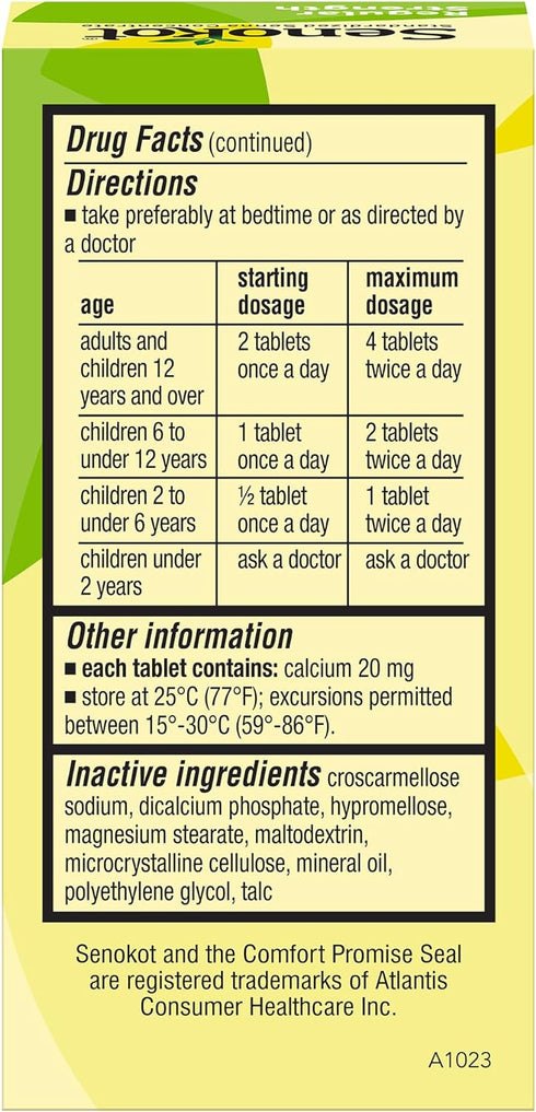 Senokot Regular Strength Tablets Natural Vegetable Laxative Ingredient, 50 Count...