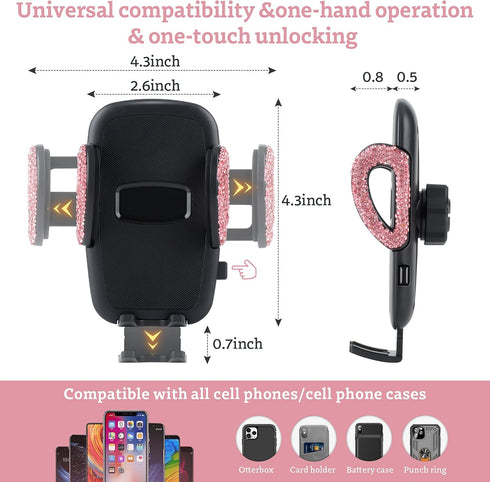eing Car Phone Mount Holder Dashboard Air Vent Windshield,Compatible with iPhone 12/11/11 Pro/8 Plus/8/SE/X/XR/XS/7 Plus Samsung S20/S10/S9/S8,Mot...