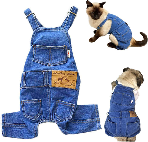 Dog Shirts Clothes Dog Denim Overalls, Fashion Pet Jean Overalls Apparel, Comfortable Puppy Costumes for Small Medium Dogs&Cat, Dog Denim Shirts, ...