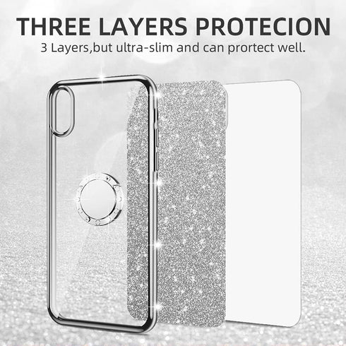 nancheng for OnePlus Nord N100 Phone Case with Ring Kickstand Strap Lanyard Cute Girls Women Men Glitter Soft TPU Shockproof Protection Cover - Si...