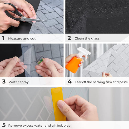 Coavas Window Privacy Film Non-Adhesive Privacy Window Film Frosted Glass Window Film Sun Blocking Window Film Heat Control UV Blocking for Home O...