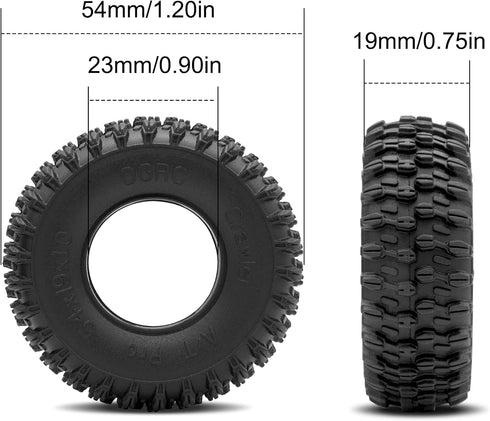OGRC 1.0 Crawler Tires Super Soft and Sticky with Dual Stage Foam 1.0 RC Tires for SCX24 Gladiator Bronco C10 JLU Deadbolt B17 FCX24 - A/T Pro...
