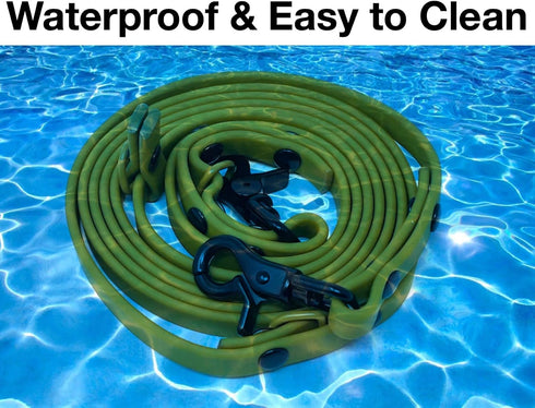 Pets Waterproof Dog Leash | Durable Long Line for Large Dogs and Puppy Over 40 lbs | Long Training Leash for Yard, Beach, Field (Green, 6 ft x 5/8...