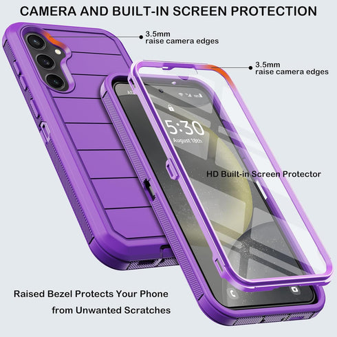 for Samsung Galaxy S24 Case with Belt Clip Holster & Kickstand,Built-in Screen Protector,Heavy Duty Shockproof Drop Protection Military Grade Full...