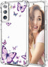 for Samsung Galaxy S21 FE Case,Alluring Purple Butterfly Pattern Anti Yellowing Slim Hard Cases,Hard PC + TPU Bumper Clear Shockproof Protective W...