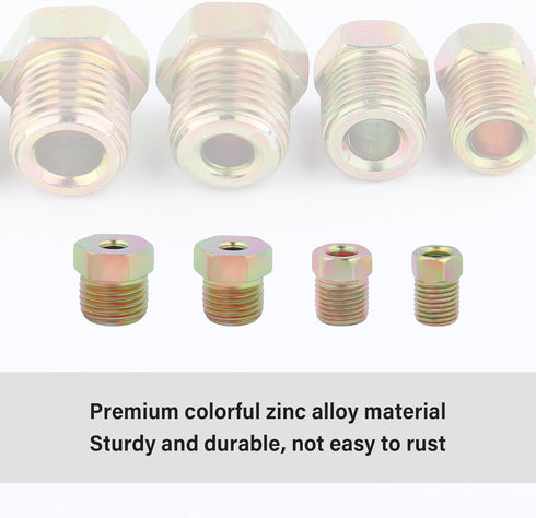 16PCS 3/16 Brake Line Fittings,Thread Brake Line Repair Kit Metric Invert Flare Fittings,Universal Zinc Alloy Brake Line Kit Car Accessories for M...