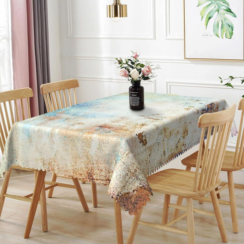 54x86inches Mid Century Tablecloth Yellow and Blue Abstract Modern Art Rectangle Table Cloth Spill Proof and Oil Proof Fabric Table Cover for Kitc...