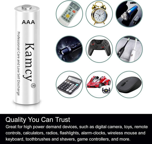 Household Batteries - 1100mAh AAA Rechargeable Batteries 1.2V Ni-MH Rechargeable AAA Batteries Ultra High Capacity, Triple A Batteries Pre-Charged...
