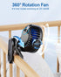 SWEETFULL Portable Clip on Fan - Battery Operated Stroller Fan, 4000mAh Small Rechargeable Fan with LED Display, 4 Speeds, Mini Personal Cooling D...