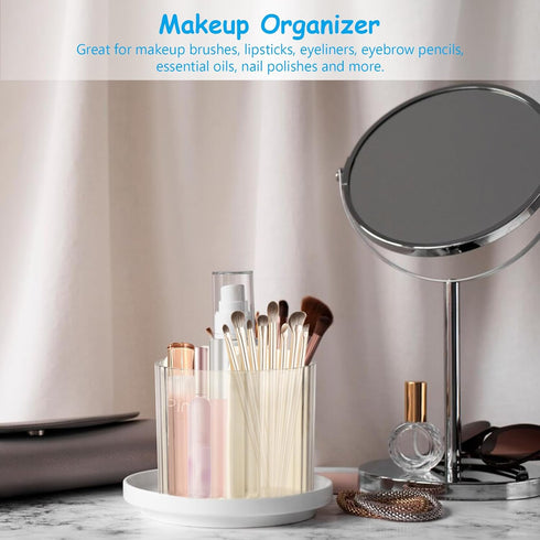SAYEEC Desk Pencil Pen Holder, 6 Slots Rotating Desk Organizer Makeup Brush Holder Pencil Cup Pot, Desktop Stationery Supplies Organizer Storage B...