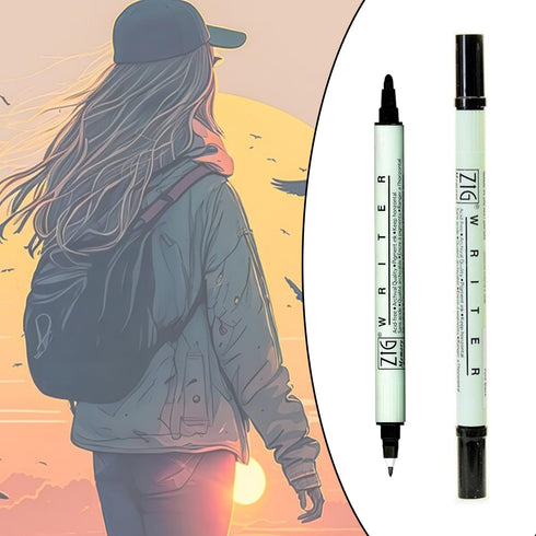 ZIG Memory System Writer Marker 010 Pure Black | Dual-Tip (0.5mm & 1.2mm) for Scrapbooking, Journaling, and Cardmaking | Acid-Free and Fade-Proof ...