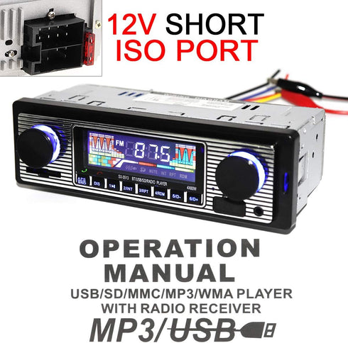 12V Bluetooth Car Radio MP3 Player Vehicle Stereo Audio Support FM / USB / SD / AUX with Remote Control...
