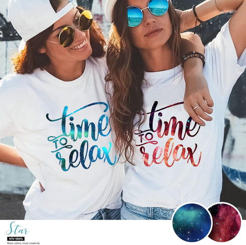 MJartoria Starry Sky HTV Glitter Heat Transfer Vinyl Bundle 10 Sheets Galaxy Theme Glitter Vinyl,12''x10''PU Tie Dye Iron on Vinyl for T-Shirts Cl...