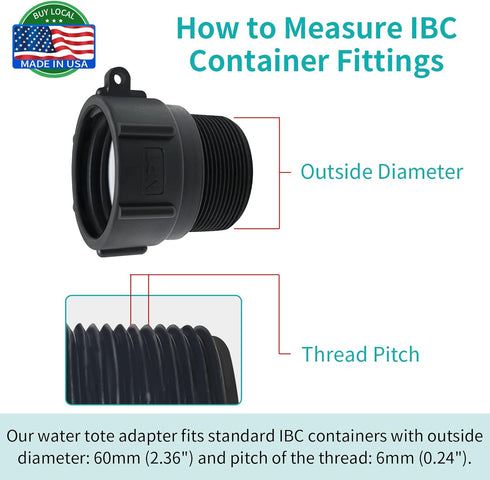 275 330 Gallon IBC Tote Adapter 2" Female Buttress Coarse Thread x 2" Male NPT Pipe Thread IBC Tote Connector Food Grade Water Tank Adapter (2)...