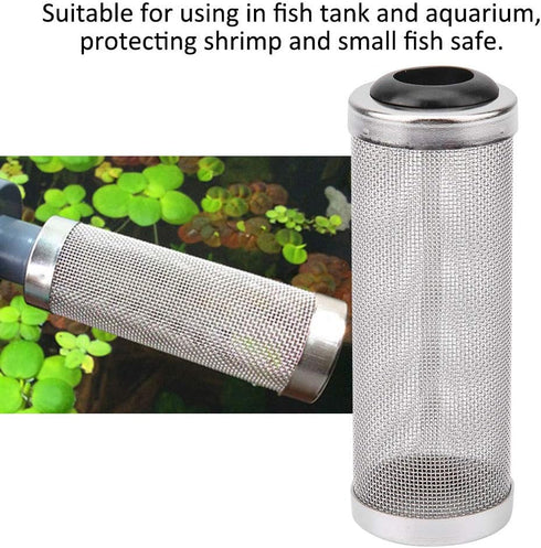 Aquarium Filter Cover Stainless Steel Intake Strainer Fish Shrimp Cover Filter Guard Fish Shrimp Mesh Aquarium Intake Filter Mesh for Shrimp and F...