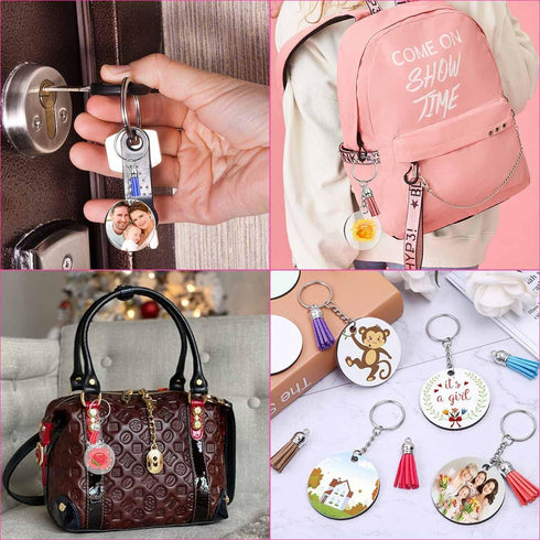 48 Pieces Acrylic Keychain Blanks Set Including Clear Circle Keychains Blank & Key Rings & Tassels & Jump Chain for Vinyl Crafting DIY Crafts Proj...