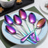 Rainbow Dinner Spoons, Kyraton 6 Pieces 7.5" Stainless Steel Table Spoon With Titanium Colorful Plating, Rainbow Soup Spoons, Dessert Spoons Slive...