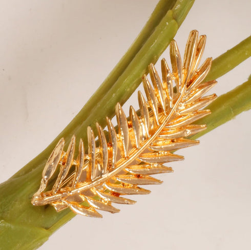 NEW! Touchstone Indian Bollywood Fashion Handcrafted Pretty Leaf Inspired Fabulous Designer Jewelry Brooch Hair Accessory In Gold Tone For Women....