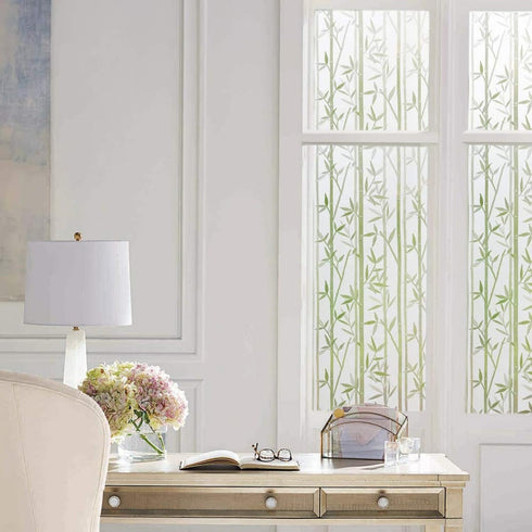 Finnez Bamboo Window Film for Privacy Frosted Window Film Perfect for Bathroom Livingroom and Office (17.5" x 78.7")...