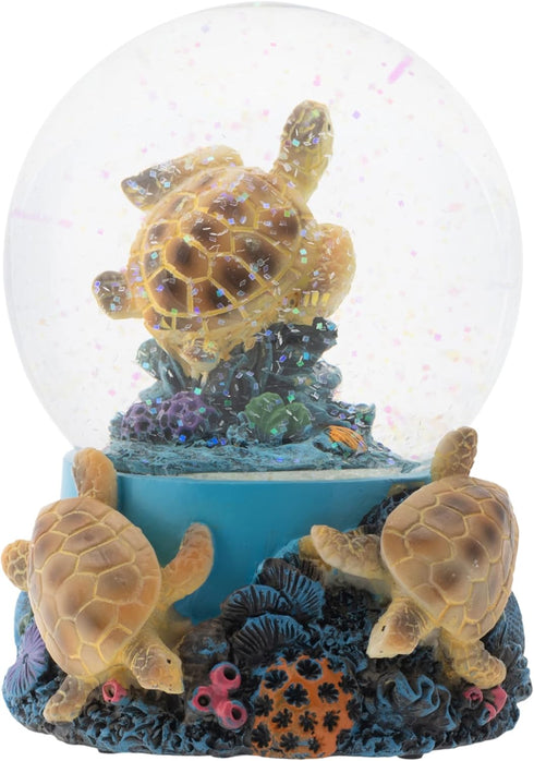 Elanze Designs Coral Reef Sea Turtles 100MM Sturdy Wind Up Musical Glitter Water Snow Globe Tabletop Dresser Nightstand Figurine Decoration Plays ...
