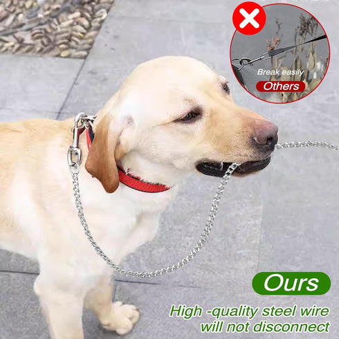 Chain Heavy Duty Metal Dog Leash 6FT Stainless Steel Cuban Link Chain Labor Chew Proof Pet Leash Chain with Soft Padded Handle for Medium Big Dogs...