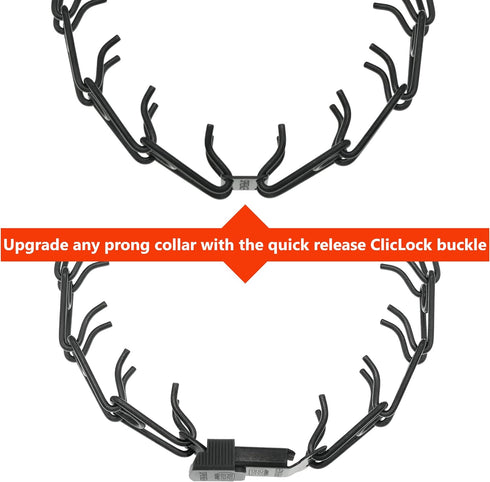 Herm Sprenger Black Stainless Steel ClicLock Buckle Quick Release Fastener for Dog Training Prong Collar for Small Medium Large Dogs Made in Germa...