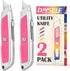 DIYSELF 2 Pack Box Cutter, Aluminum Utility Knife, Box Cutter Retractable, Sturdy Razor Knife for Cardboard, Boxes, Packages, Papers, Cartons, Box...