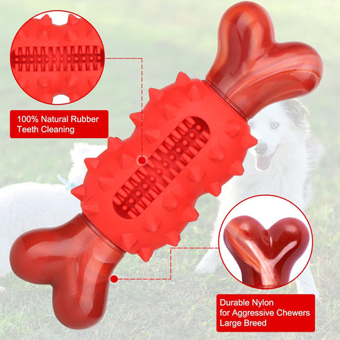 Dog Chew Toy for Aggressive Chewers, Nylon Dog Bone Toy for Large Medium Small Dogs, Interactive Dog Toys for Puppies Teething, Outdoor Dog Toys w...