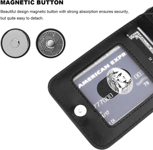 KIHUWEY Compatible with iPhone X/Xs Case Wallet with Credit Card Holder, Premium Leather Magnetic Clasp Kickstand Heavy Duty Protective Cover for ...