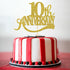 Gold Glitter 10th Anniversary Cake Topper - Happy 10th Wedding Anniversary / Birthday Party Decorations...
