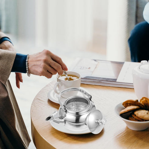 PRETYZOOM Stainless Steel Tea Pot with Infuser,Tea Kettle 14cm Stovetop Teapot Hot Water Pot Teapot Blooming and Loose Leaf Tea Maker Tea Brewer f...