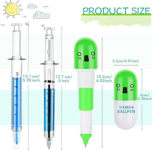 BBTO Syringe Pens Pill Pens with Syringe Highlighters Fluorescent Watercolor Needle Pen Nurse Pen for Nursing Student School Supplies Party Favor ...