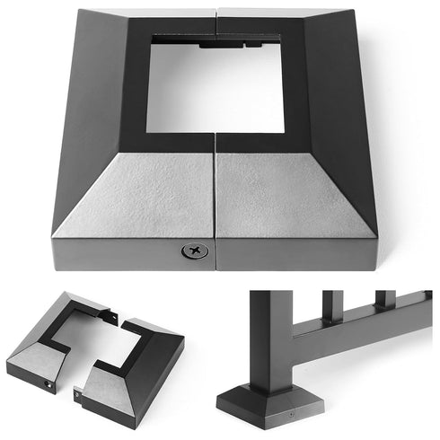 Split Post Base Cover, Fits 2"x2" Post/4.5"x4.5" Base, for Indoor/Outdoor Iron Railing, Fence, Stair Post Base Decorative Skirt Covers (1Pack-Blac...