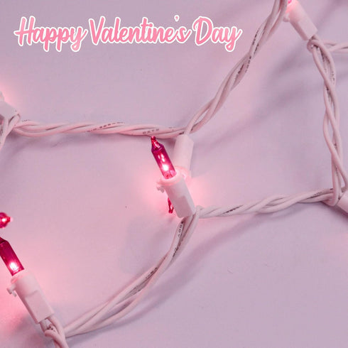 Pink Christmas Lights 25FT 100 Incandescent Bulbs, Pink Mini Lights with White Wire for Valentine's Day, Wedding, Garland, Thanksgiving, Party, Ho...