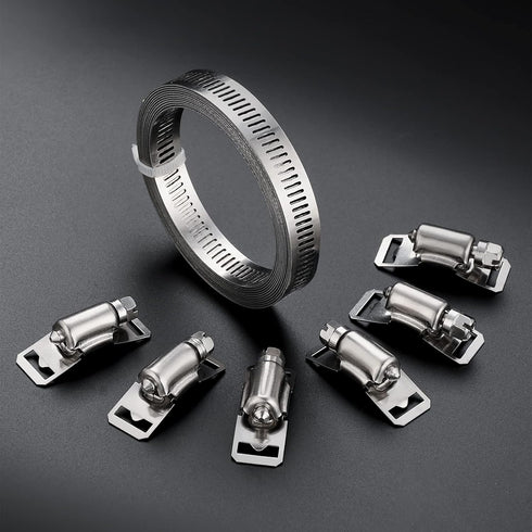 Strap Clamp, 1/2 inch 8.2ft 304 Stainless Steel Large Hose Clamp DIY Adjustable Screw Clips with 6 Stronger Fasteners Udeal for Fuel Radiator Auto...