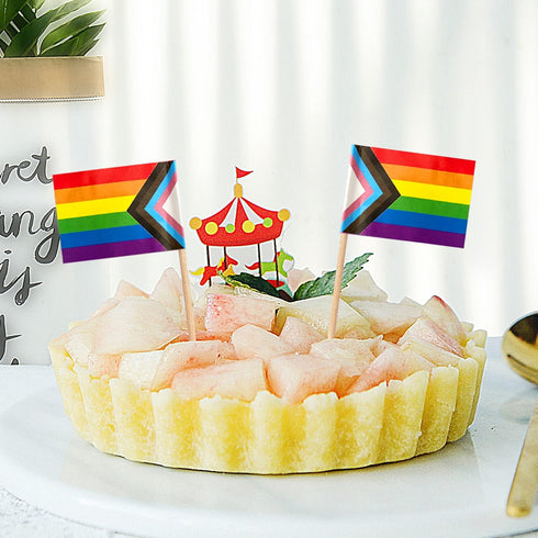 ZXvZYT Progress Pride Rainbow Flag Rainbow Toothpick Flags,Small Mini LGBT Cupcake Toppers Stick flags - Rainbow Mardi Gras Events Party Cocktail ...