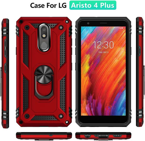 Military Grade Drop Impact for LG Aristo 4 Plus Case,LG Aristo 4+/Aristo4/K30 2019/Prime 2/Escape Plus Case Metal Rotating Ring Kickstand Holder M...