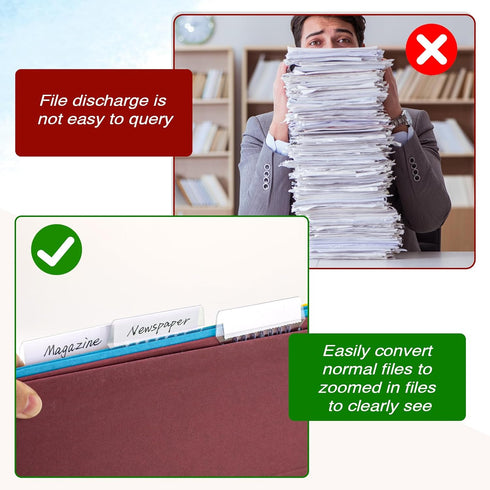 50-Pcs File Folder Labels for Hanging Folders Inserts File Tabs, 4-Inch Split File Organizer Inserts Plastic Tabs for School Learning, Office Supp...