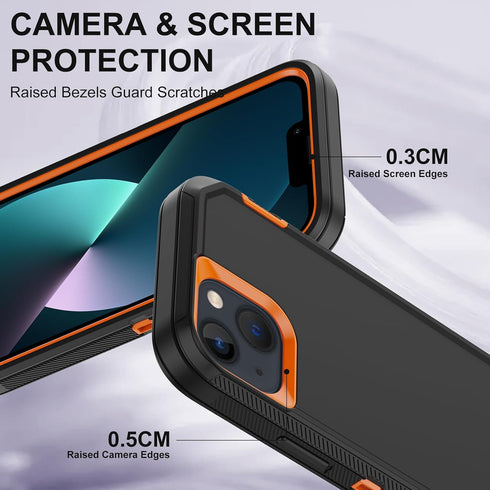 Annymall for iPhone 13 Case with 2 Screen Protector,Shockproof Drop Protection Full Body Heavy Duty 3 Layer Military Rugged Durable Phone Cover fo...