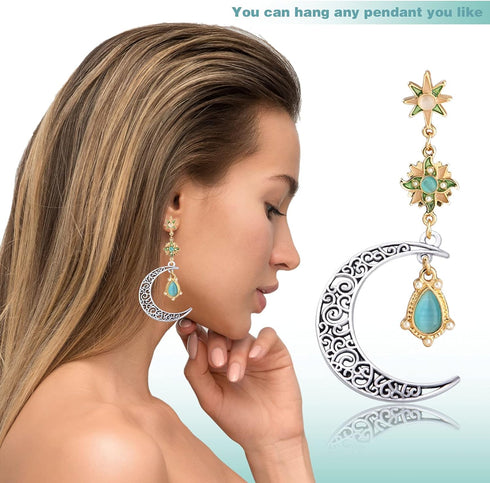 40pcs Antique Silver Moon Charms Tibetan Alloy Luna Crescent Pendants Hollow Vintage Dangle Charms for DIY DIY Bracelets Necklace Jewelry Making A...