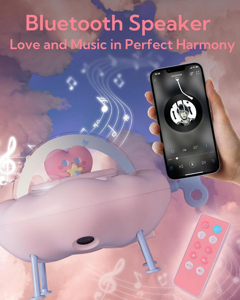 Cute Bluetooth Speaker, Stereo Sound Wireless Portable Speaker with Remote,Night Lights,Star Projector Light for Room Office Decor,Birthday Gifts ...