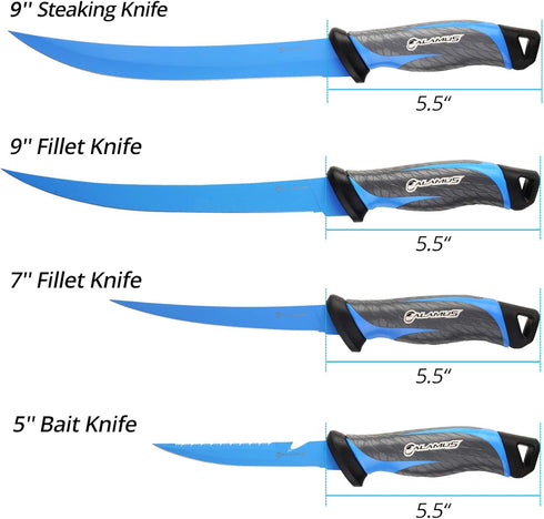 Calamus Bait Knives, German G4116 Stainless-Steel Blades with Corrosion Resistant Coating, Non-Slip Handles, Protective Nylon Sheath, Perfect For ...