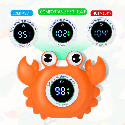 Baby Bath Thermometer,Newborn Swimming Safety Toy Thermometer?Bathtub Water Thermometer,Large Eyed Crab Toy Floating Water Temperature Gauge Baby ...