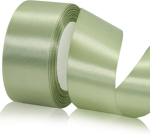 Sage Green Ribbon 1 1/2 inch x 25 Yards, Light Green Satin Ribbon for Flower Bouquet Accessories, Dusty Sage Silk Satin Ribbon for Wedding Invitat...