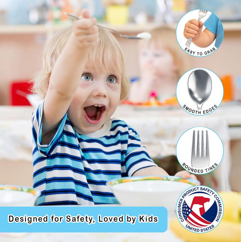 CHILLOUT LIFE Stainless Steel Kids Silverware Set 6 Pieces - Child and Toddler Safe Flatware - Kids Utensil Set - Metal Kids Cutlery Set (Includes...