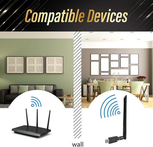 USB WiFi Adapter – 1200M WiFi Dongle High Speed 802.11ac 5dBi Dual Band 2.4/5GHz Wireless Network Adapter for PC/Desktop/Tablet/Laptop, Compatible...