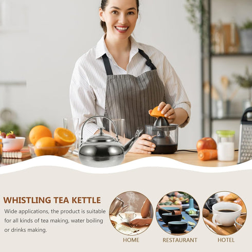 Yardwe Tea Kettle Stovetop Whistling Teakettle Stainless Steel Tea Pots Induction Stovetop Teapot Kitchen Water Boiler Kettle Fast Boiling Heat Wa...