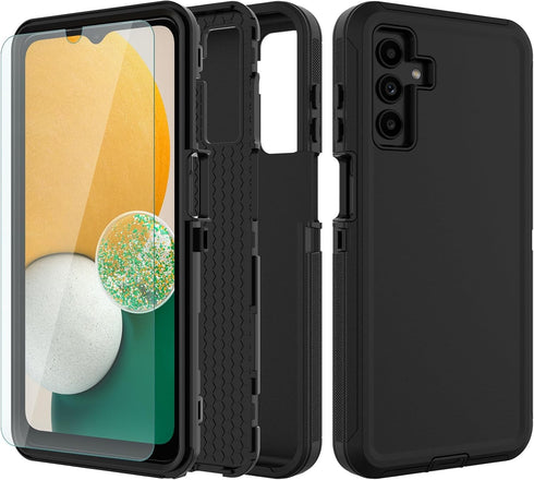 for Galaxy A13-5G Phone Case, (NOT FIT 4G) Samsung A13 Case with Glass Screen Protector, Full-Body Strong Protection Shockproof Heavy Duty Android...